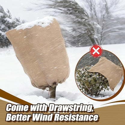 ANPHSIN Burlap Plant Covers Freeze Protection for Patio Winterizing - 2pcs 24"×40" Winter Frost