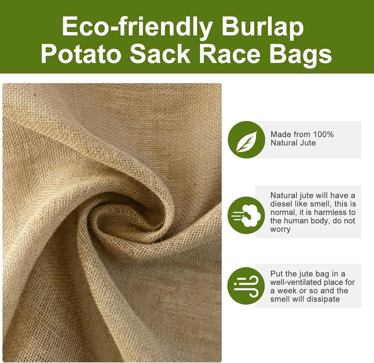 Agfabric Burlap Sack 1pack 20"×40" Burlap Storage Bag with Strings, Reusable Potato Storage Bag for