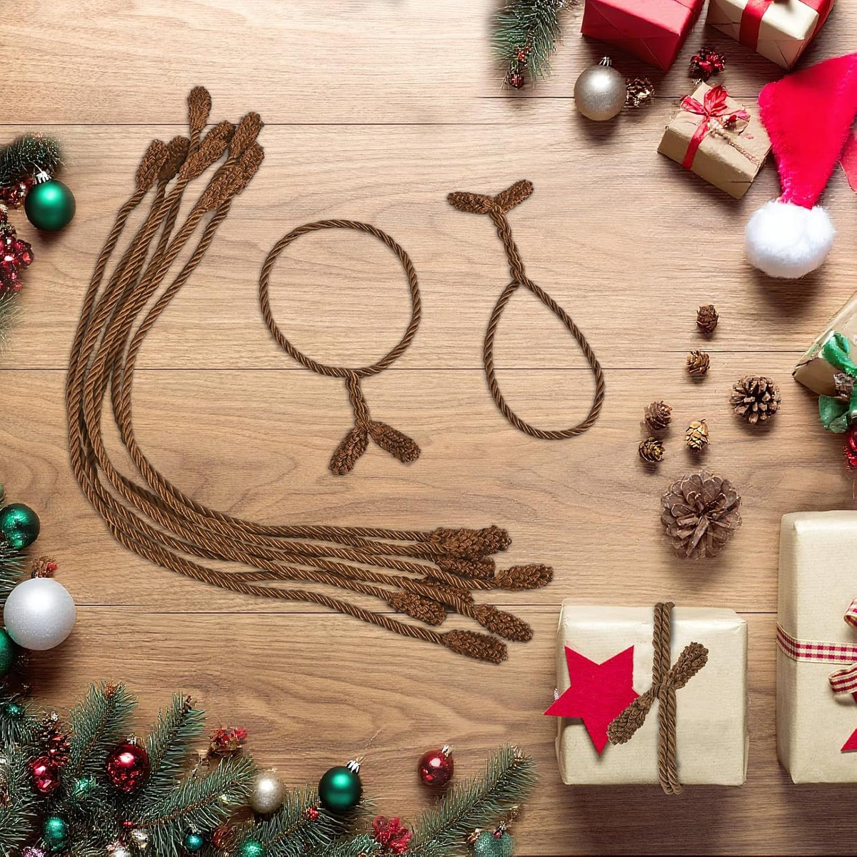 Christmas Garland Ties, 16Pcs 20in Garland Twist Ties for Banister, Reusable and Flexible