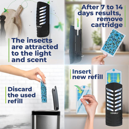 VEYOFLY Fruit Fly Traps for Indoors, Fly Trap Indoor, (1 Device + 3 Refills) Fly Catcher Indoor