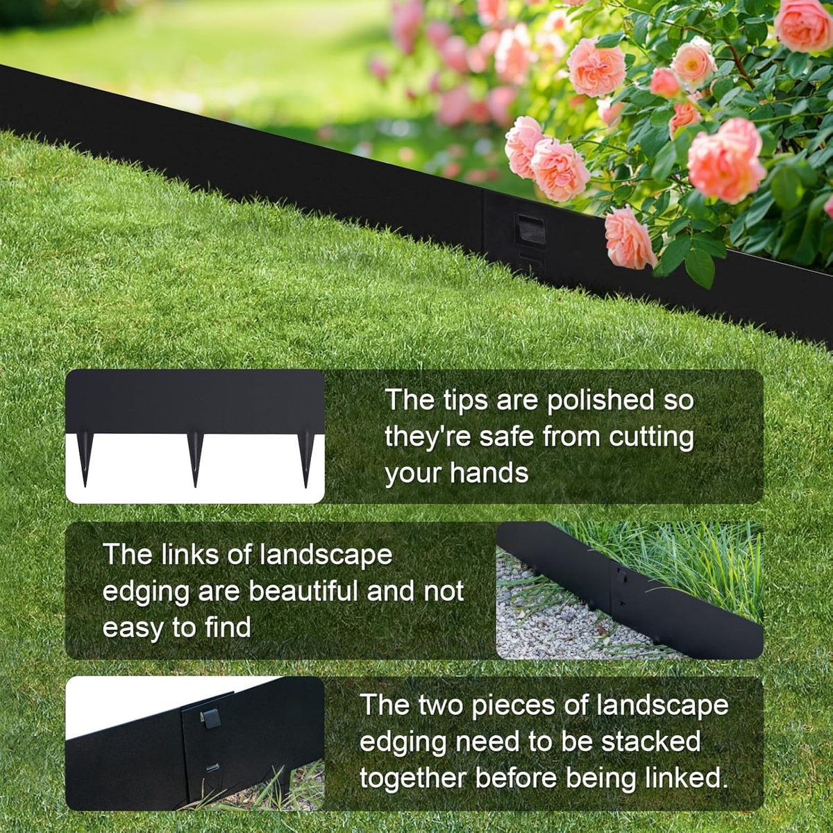 Garden 5PCS Steel Landscape Lawn Edging - 40" L x 7" H (16.7ft Total) Galvanized Steel Landscape