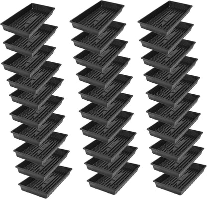 SUNPACK 10" x 20" Extra Strength Plastic Seed Starting Tray, Black, 2.5" (Pack of 30) - No Drainage