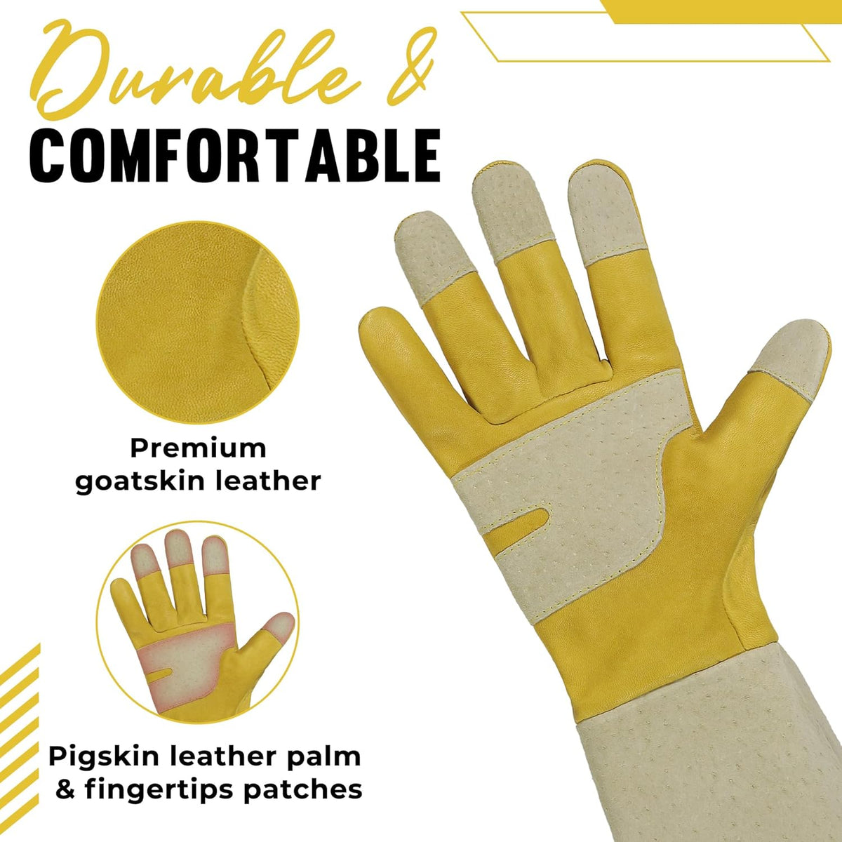 HANDLANDY Rose Pruning Gardening Gloves for Men Women, Thorn Proof Forearm Protection Leather