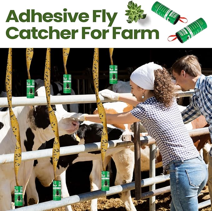 Qualirey 160 Pack Fly Strips Sticky Fly Trap Indoor Outdoor Hanging Ribbon Tape Paper Flying Insect