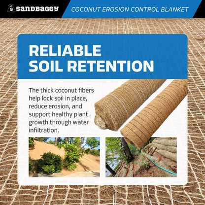 Sandbaggy Coconut Erosion Control Blanket – 3.75 ft x 120 ft Coir Mat for Soil Retention, Slope