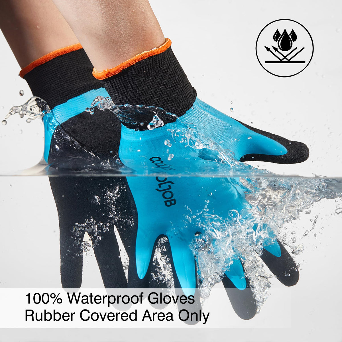 COOLJOB Waterproof Gardening Work Gloves with grip for Women & Men, Double Rubber Coated for Garden