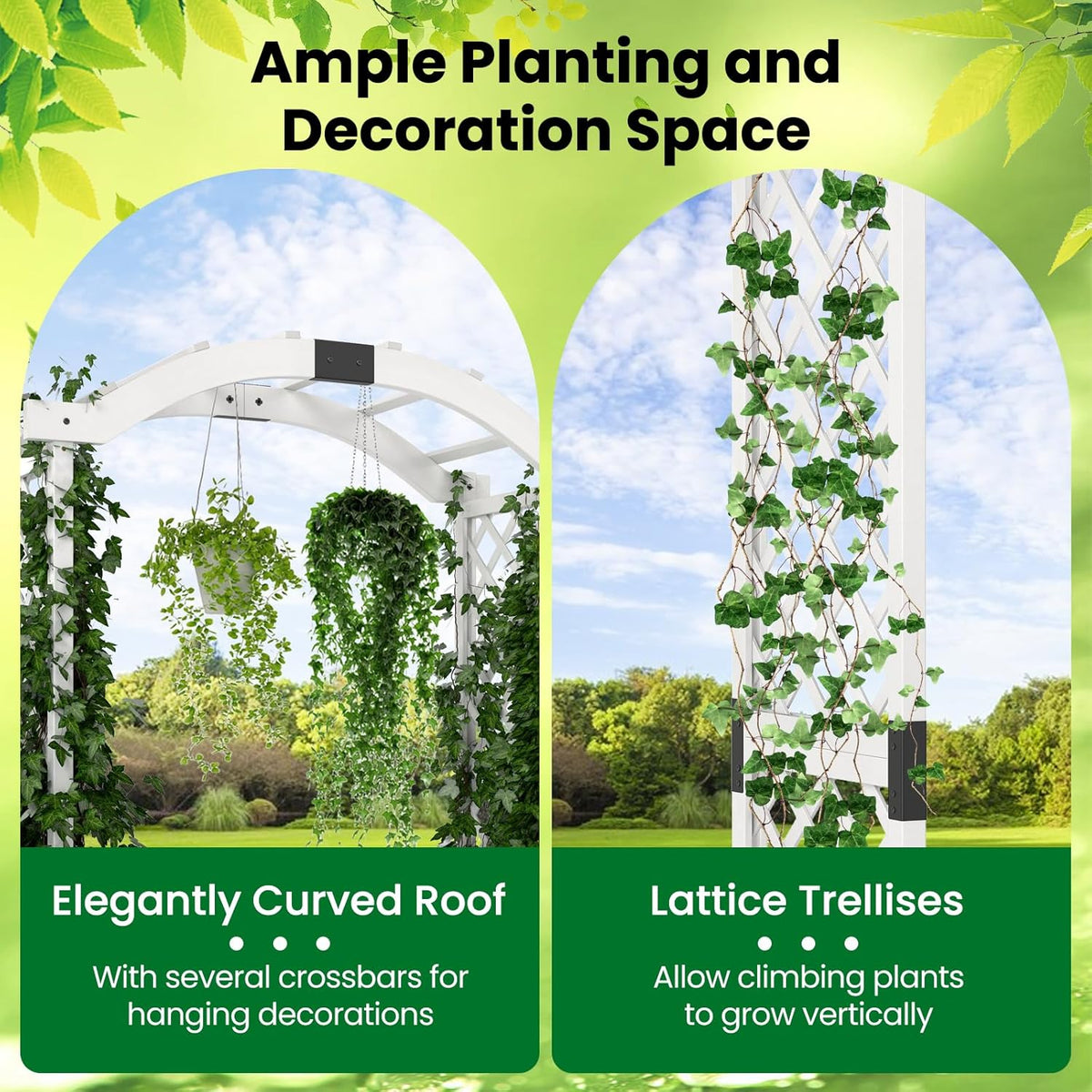 Happygrill Garden Arbor with Planter Boxes, Outdoor Wedding Arch with Trellis for Climbing Plants