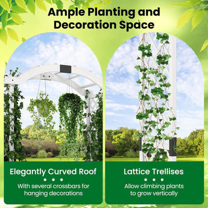 Happygrill Garden Arbor with Planter Boxes, Outdoor Wedding Arch with Trellis for Climbing Plants