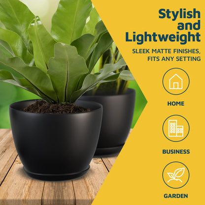 Lifemaster Plant Pots with Multi Drainage Holes - 10 Pieces Versatile, Sturdy Plastic, Stackable