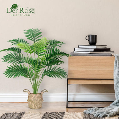 Der Rose Fake Palm Tree 28Inch Faux Plant Potted Tall Fake Plant with Hand-Woven Baskets Artificial