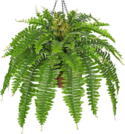 Fake Hanging Plants Large Boston Fern Artificial Plants Outdoor Realistic Fake Ferns with Palm