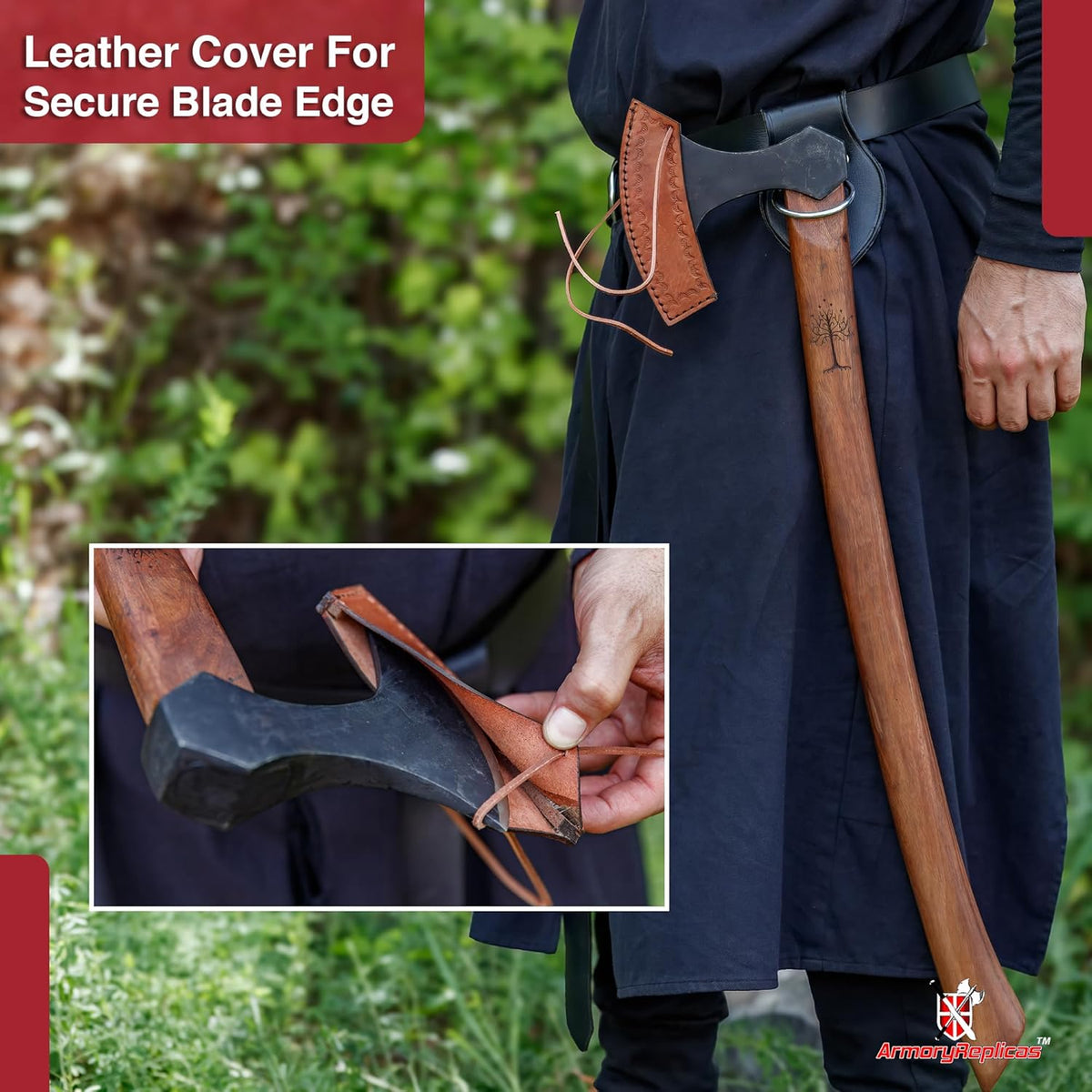 Armory Replicas - Functional Viking Two-Handed Battle Axe - Tempered High Carbon Steel Blackened