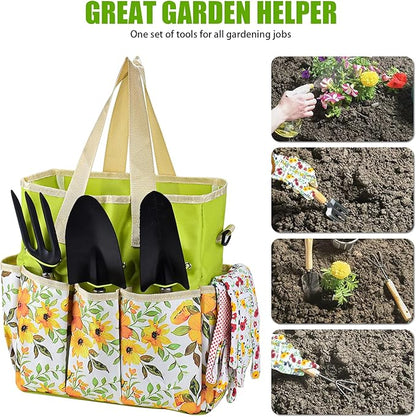 Gardening Tools Set Set for Women, 10 Pieces Heavy Duty Gardening Hand Tools with Storage Handbag
