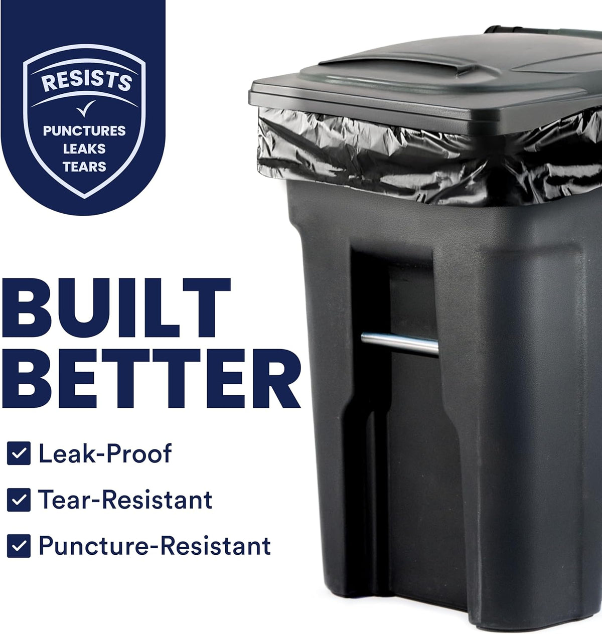 Plasticplace 64-65 Gallon Trash Can Liners for Toter │ 2.0 Mil │ Black Heavy Duty Garbage Bags │