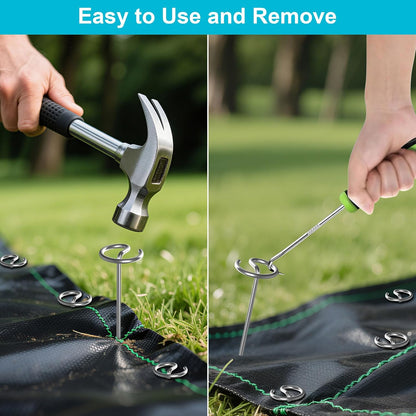 Landscape Fabric Stake, 6-inch Galvanized Round Head Landscape Nail Steel Anti Bending Weed Barrier