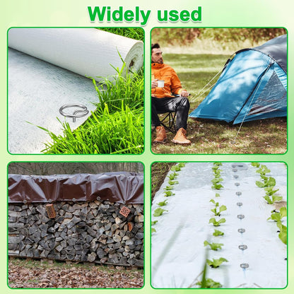 40 Pcs 6-Inch Heavy-Duty Galvanized Landscape Staples – Thickened 8 Gauge Circle Top Pins
