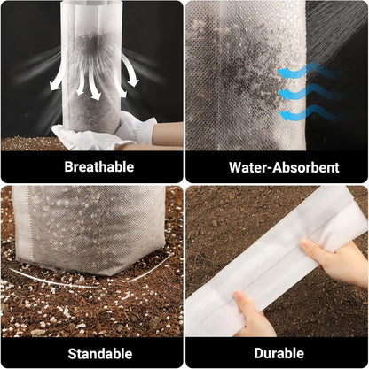 100pcs Nursery Bags for Plants - 7.87x13.77 inches Breathable Plant Grow Bags, Fabric Grow Seedling