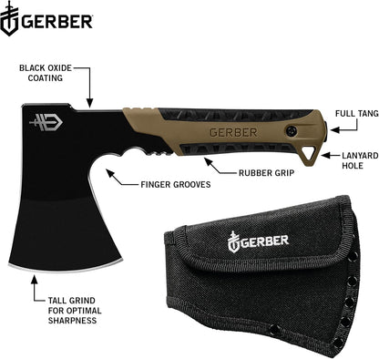 Gerber Gear Pack Hatchet - 3.5" Steel Blade Axe with Full Tang - Survival, Bushcraft and Camping