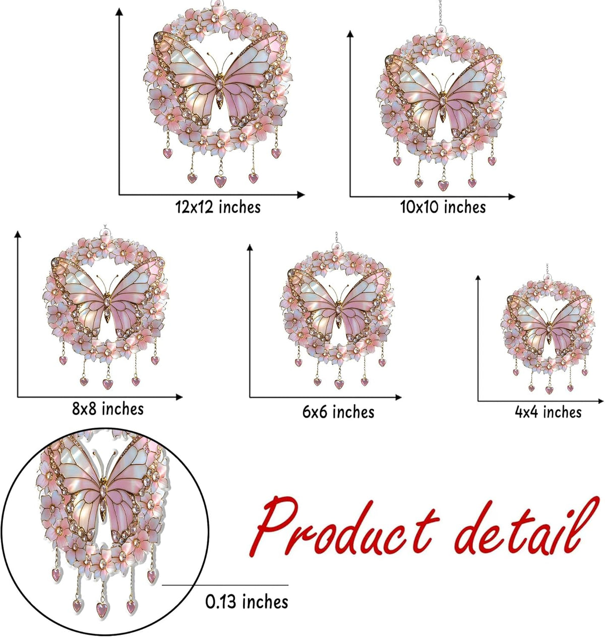 Butterfly Flower Wreath Acrylic Suncatcher Stained Glass Effect Window Car Hanging Christmas