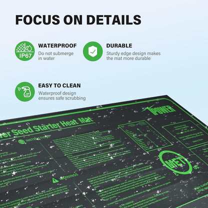 iPower Durable Waterproof Seedling Heat Mat Warm Hydroponic Pad for Efficient Seed Starting