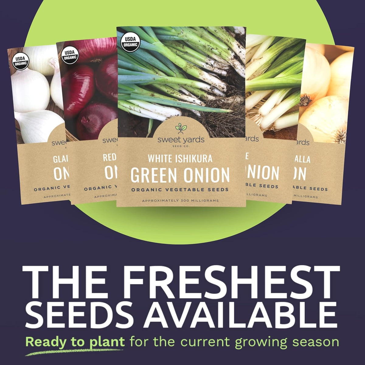 Organic Onion Seeds Variety Pack - 6 Individual Packs - 2025 Season - Walla Walla, Gladstone, Red