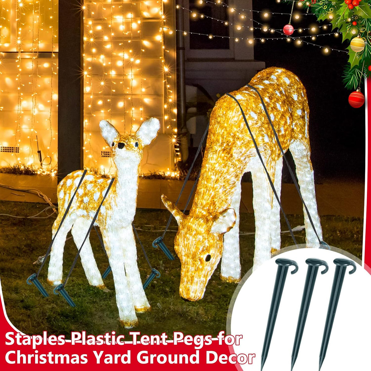 Vicenpal 24 Pcs 7 Inch Plastic Yard Stakes Inflatables Heavy Duty Plastic Garden Stakes for Tent