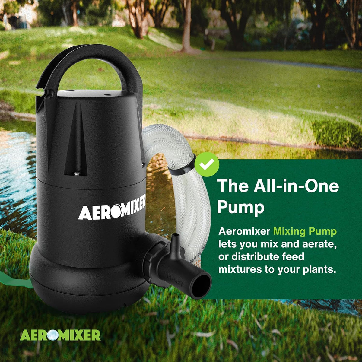 Aeromixer Tall 3/4 HP Submersible Mixing + Aerating Pump - Submersible Water Pump for Nutrient