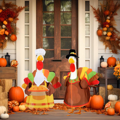 Abbylike 2 Set Thanksgiving Porch Goose Outfits Turkey Goose Clothes Costume Fit Large 23'' Cement