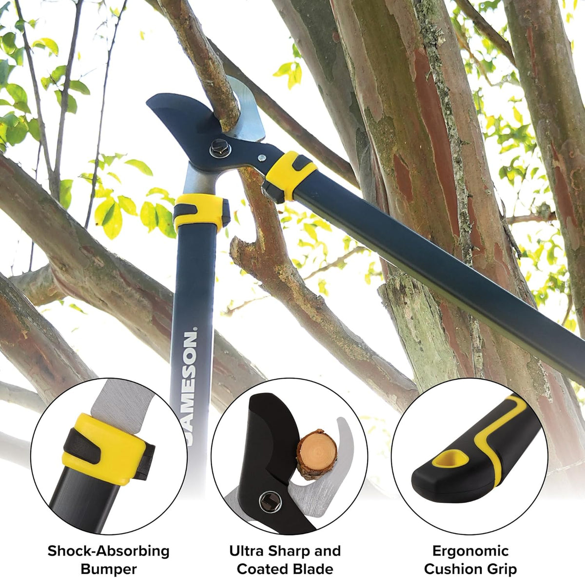 Jameson Heavy-Duty 29″ Bypass Lopper | 1-3/4″ Cutting Capacity | Non-Stick Blade | Aluminum Frame |