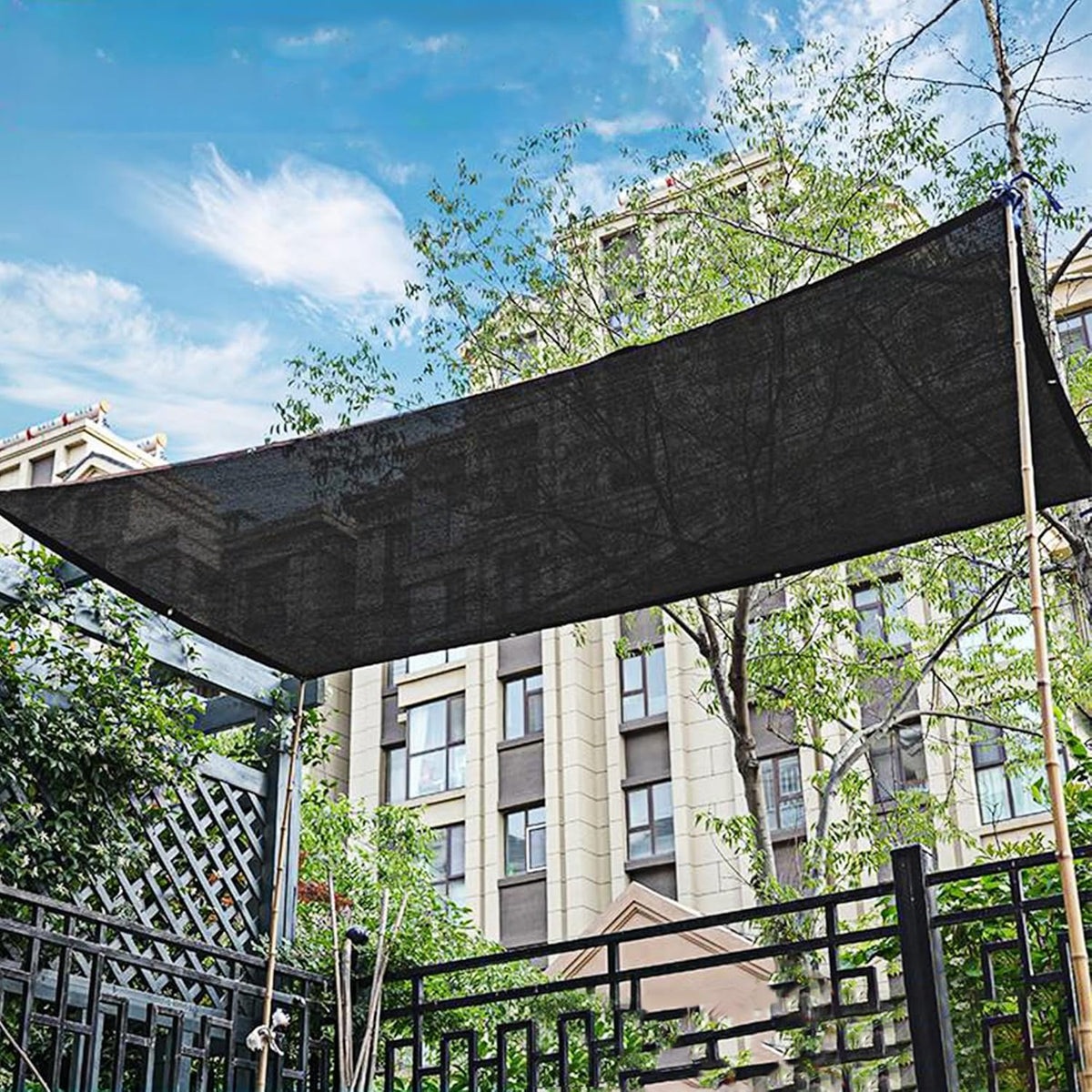 winemana 70% Black Shade Cloth, 6.6 x 6.6 FT Durable Mesh Tarp with Grommets, Resistant Garden Sun