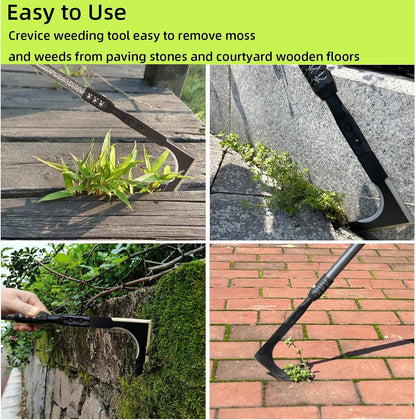 Crack Weeder, 48" Long Handle Crevice Weeding Tool with Soft Foam Grip, Stainless Steel Weed Puller