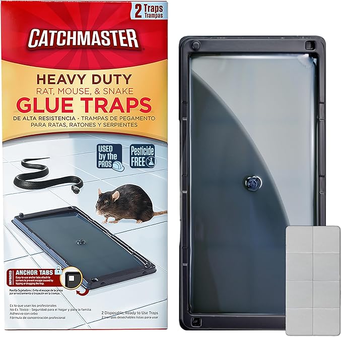 Catchmaster Rat & Mouse Glue Traps with Sticky Putty 2Pk, Large Bulk Glue Board, Rat & Mouse Traps