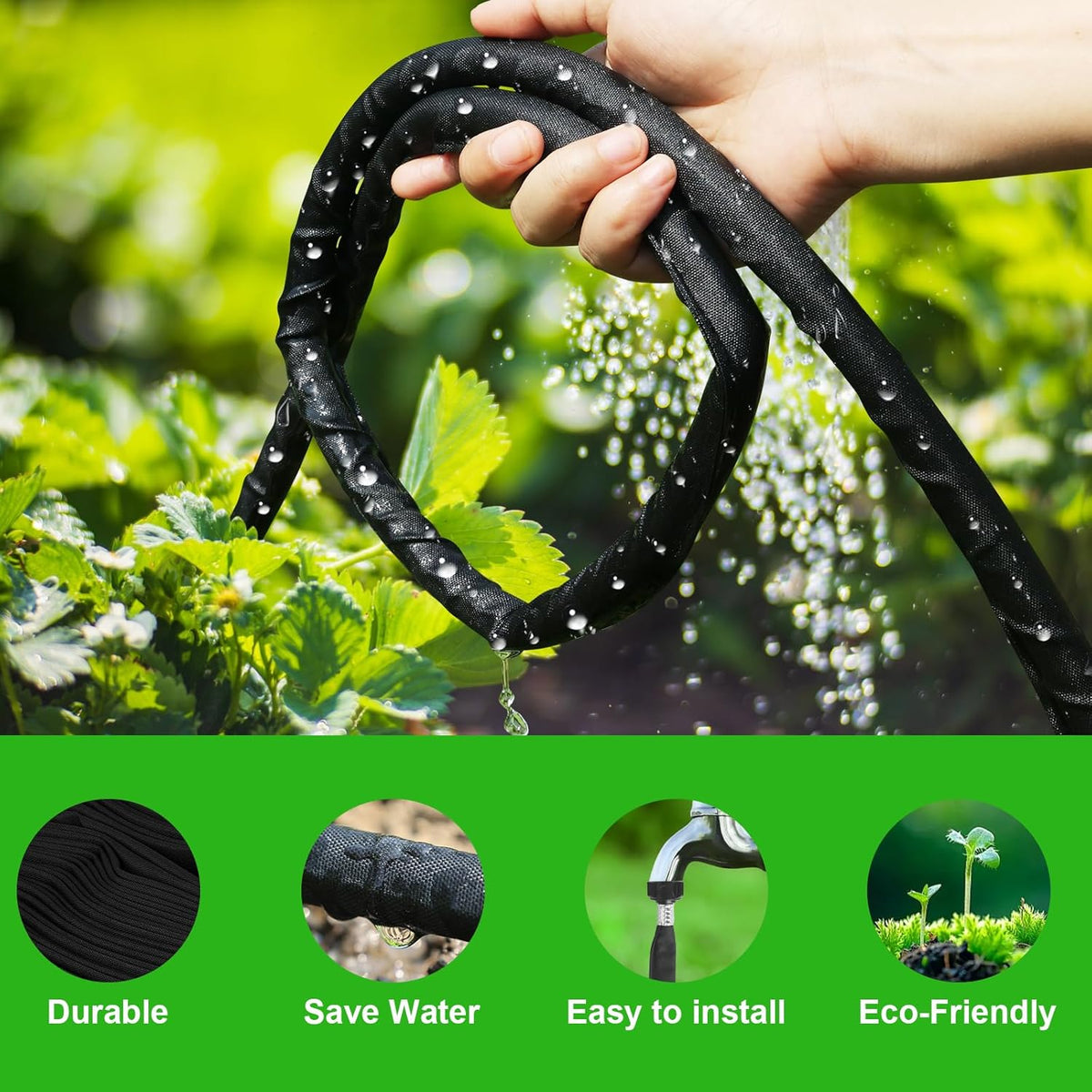 Flat Soaker Hose 15FT for Efficient Watering Tree - Durable Double Layer Design for Gardens, Lawns