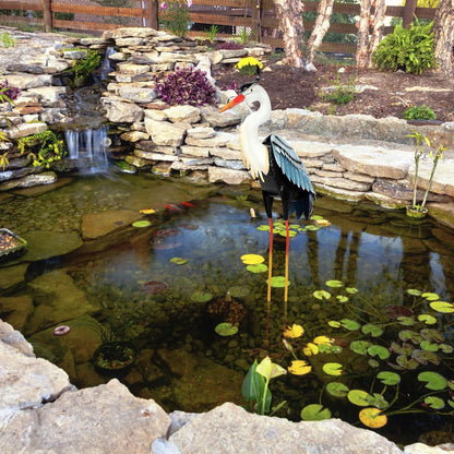 Crane Garden Metal Decor Statue - Large Standing Crane Statue, Metal Birds Yard Art Outdoor