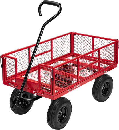 VIVOHOME Heavy Duty 880 Lbs Capacity Mesh Steel Garden Cart Folding Utility Wagon with Removable