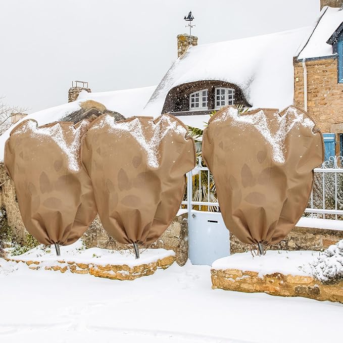 4 Pcs Winter Plant Covers Freeze Protection Reusable Plant Protector Bag with Drawstring Warm