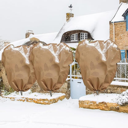 4 Pcs Winter Plant Covers Freeze Protection Reusable Plant Protector Bag with Drawstring Warm