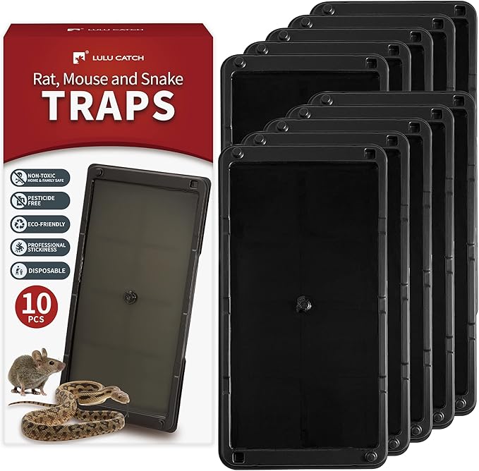 LULUCATCH Super Glue Traps 10 Pack for Mice & Snakes, Larger, Heavier Sticky Traps with Non-Toxic