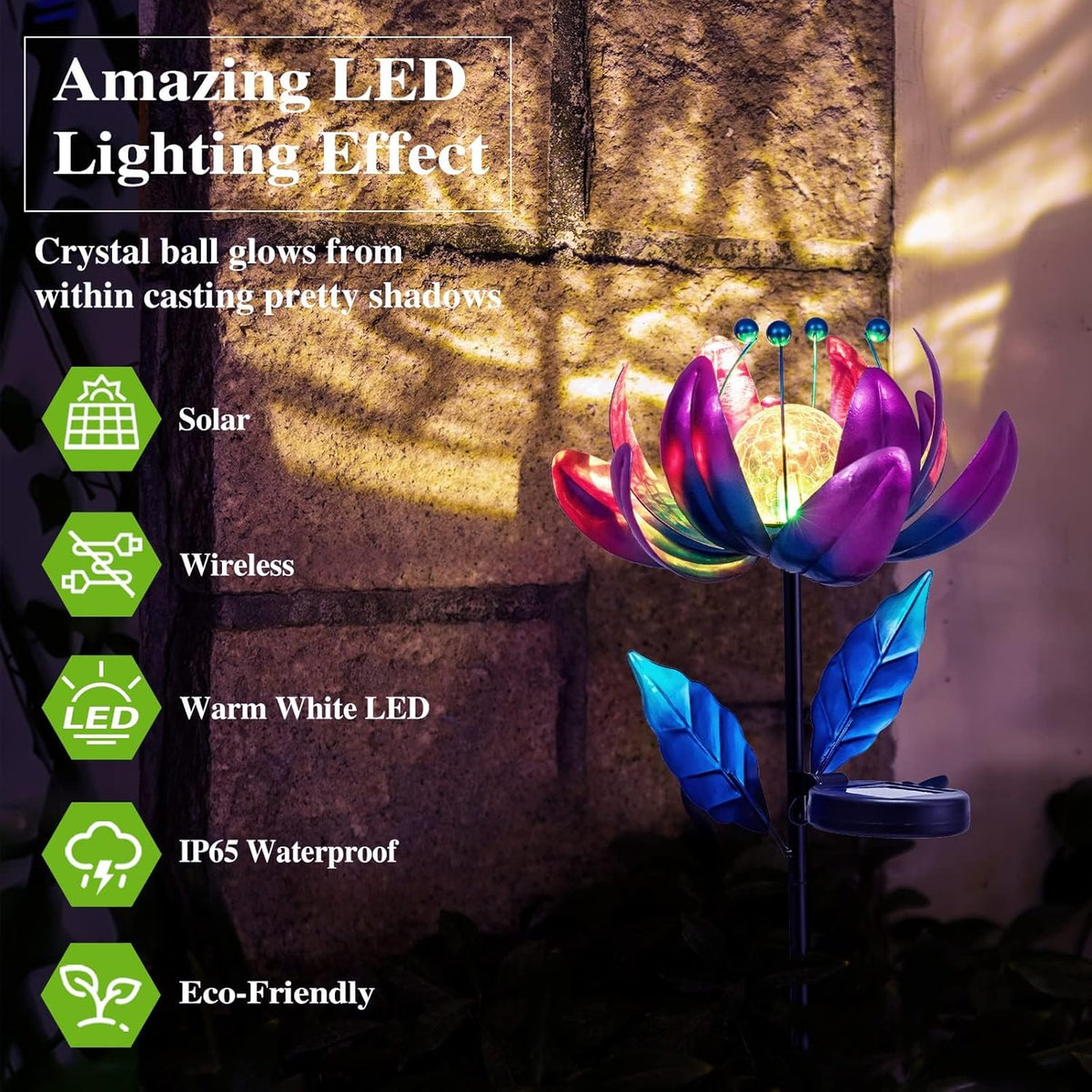 Outdoor Garden Decor Solar Spinners Lights - Metal Wind Spinner Solar Lights for Yard, Patio