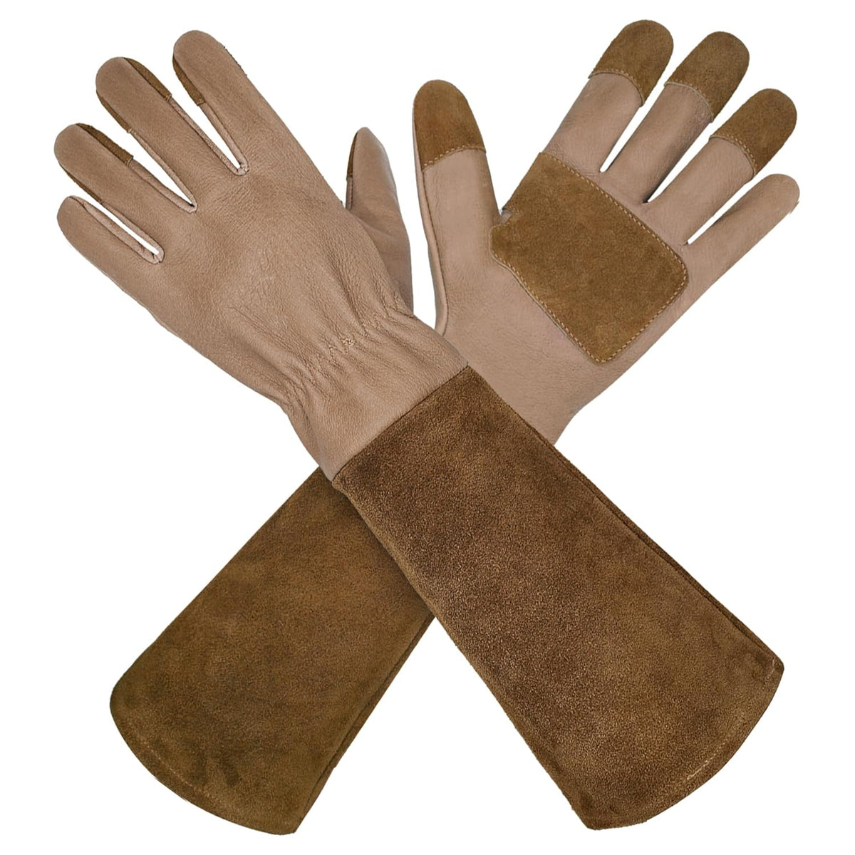 HLDD HANDLANDY Long Gardening Gloves, Pigskin Leather Thorn Proof Rose Pruning Glove for Men &