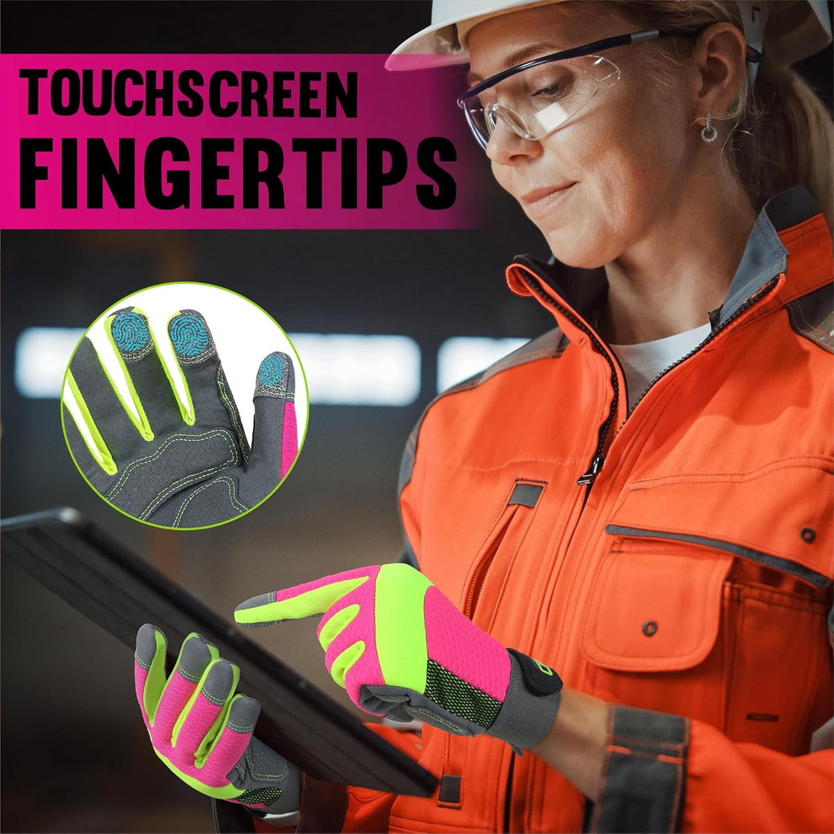 HANDLANDY Women Safety Work Gloves Utility Touch Screen Working Grip Glove for Yardwork Gardening