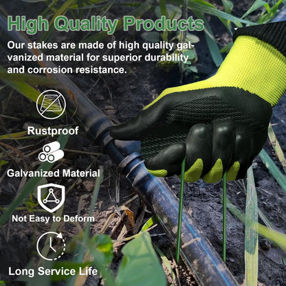 6 Inch Garden Stakes Galvanized Landscape Staples,U-Type Turf Staples for Artificial Grass, Rust