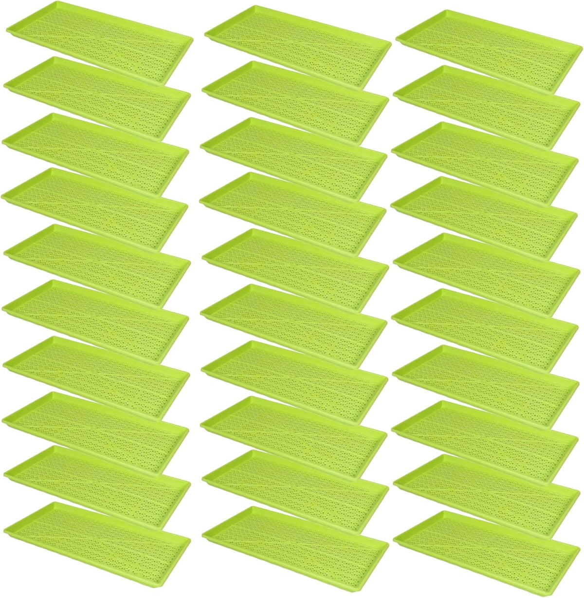 SUNPACK 10" x 20" Heavy Duty Mesh Plastic Seed Starting Tray, Lime Green, 1" (Pack of 30) - Ensures