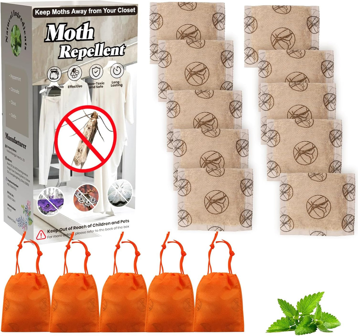 15 Pack Moth Repellent for Closets Made with Plant-Based Ingredients, Effective Moth Repellent for