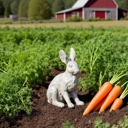 DiliComing Grey Resin Rabbit Garden Statue - 12 Inch Large Garden Statues for Home Yard Decor