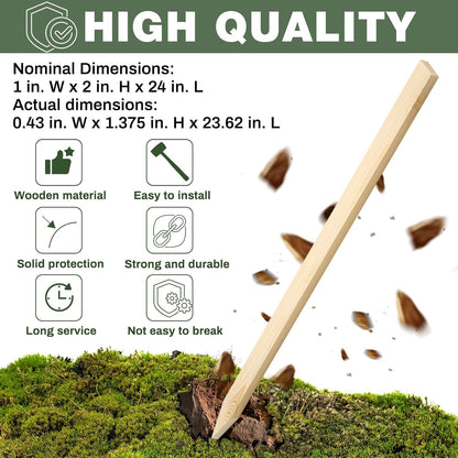 48 Pieces Wooden Garden Stakes 24 Inch Grade and Survey Stakes Wooden Garden and Sign Posts for