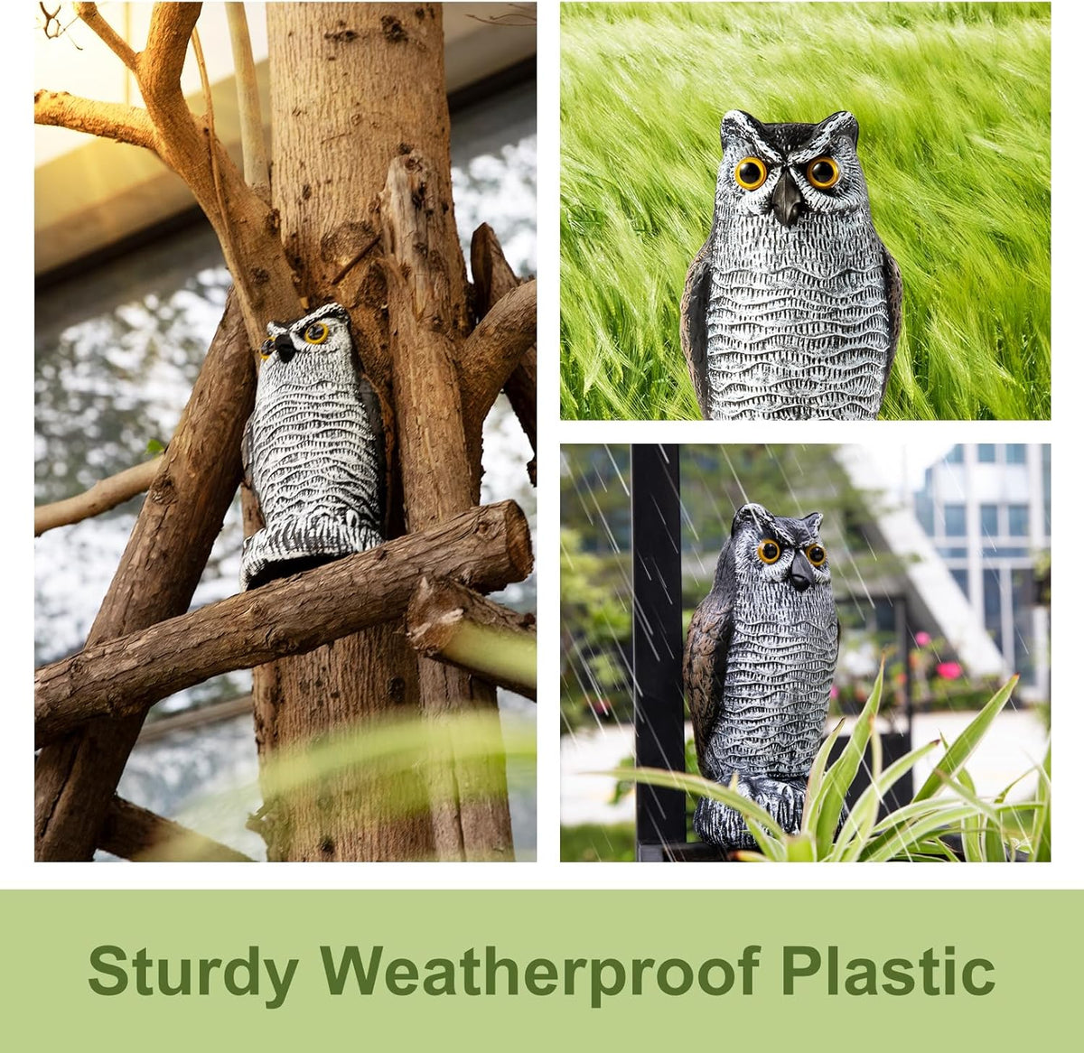OFFO Bird Scare Devices Plastic Owl Scarecrow for Halloween Decorations Outdoor Garden, Yard, Pool