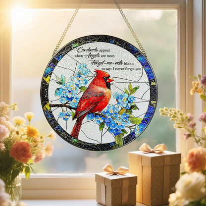 Cardinal Stained Glass Window Hanging, 8 Inch Sun Catchers Indoor Window, Suncatchers for Windows