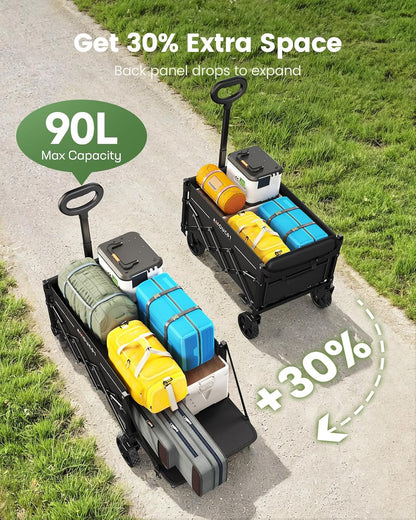 AMADA HOMEFURNISHING Wagon Cart Foldable, Collapsible Wagon Cart with 360 LBS Max Load & Expandable