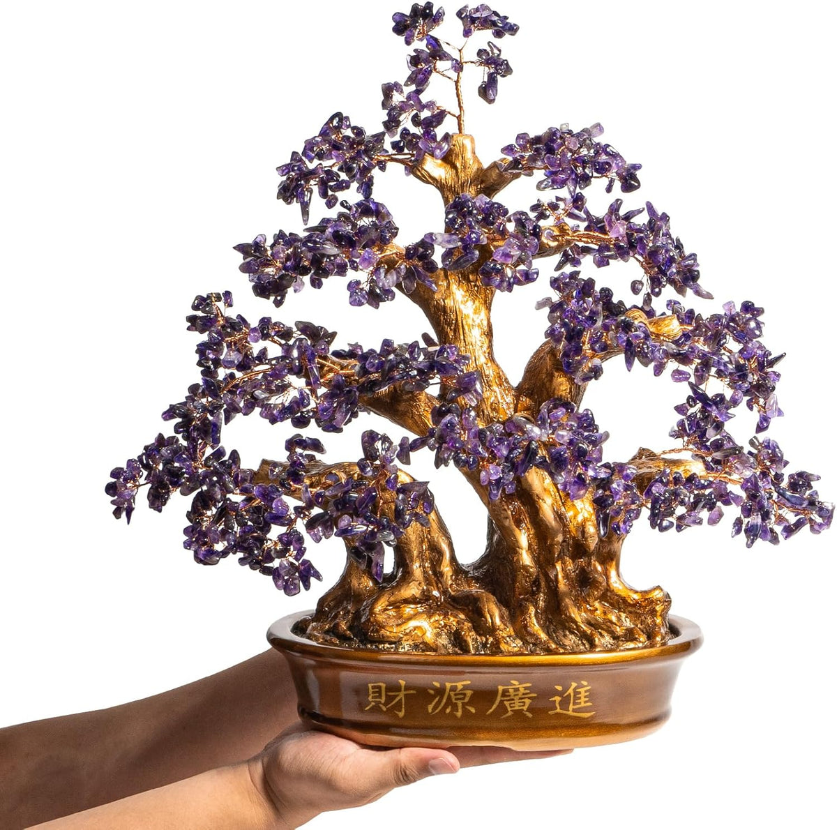 Natural Large Amethyst Tree,18" Amethyst Crystal Bonsai Tree(1300 Gemstone Count) Chakra Tree with
